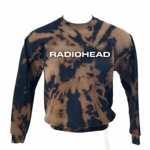 RADIOHEAD Rock Band Acid Washed Distressed Pullover Crewneck, Sweatshirt rap y2k